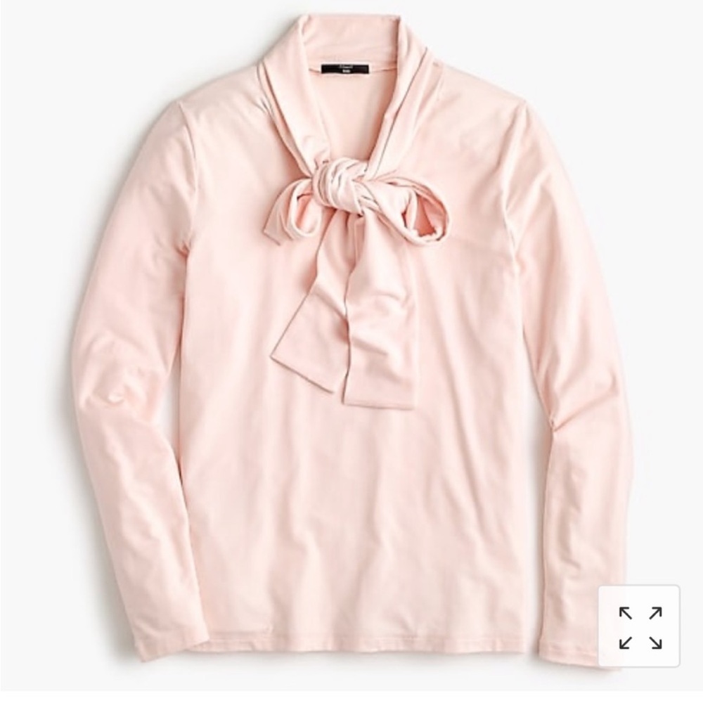 J. Crew 365 Tie Neck Stretch Knit Blouse in Blush